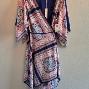 Trina Turk Blue and Pink Patterned Dress